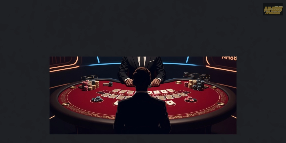 Minh họa bàn chơi baccarat live casino nh88 với dealer chuyên nghiệp và giao diện hiện đại