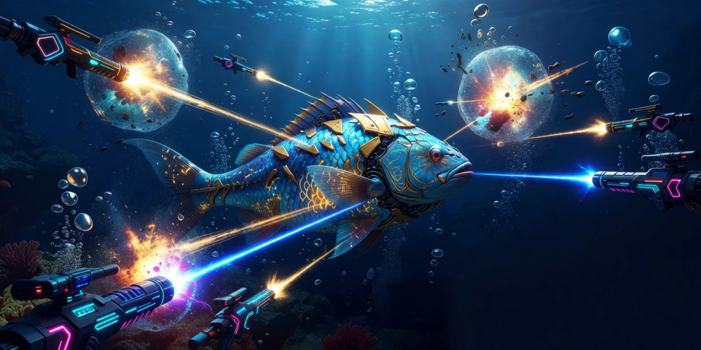 Hình ảnh nổi bật các tính năng pro trong bắn cá vui nh88 với boss cá khổng lồ