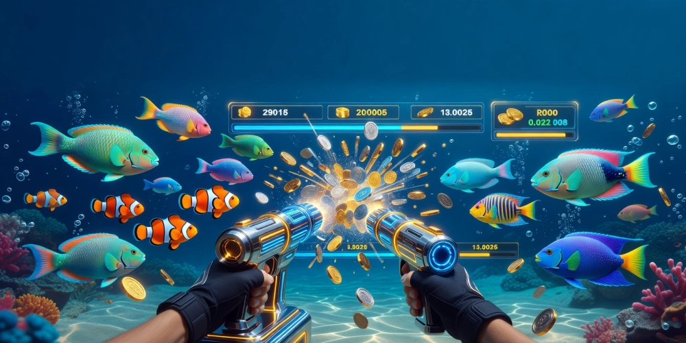 Minh họa khái niệm bắn cá xèng nh88 với hình ảnh trò chơi sống động