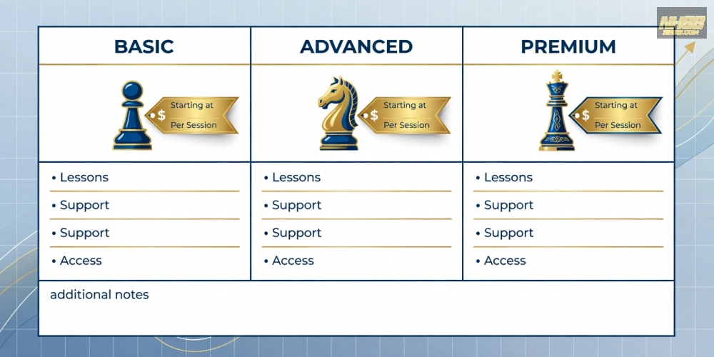 Bảng giá chi tiết các gói hướng dẫn chơi cờ vua trên NH88 cập nhật năm 2025