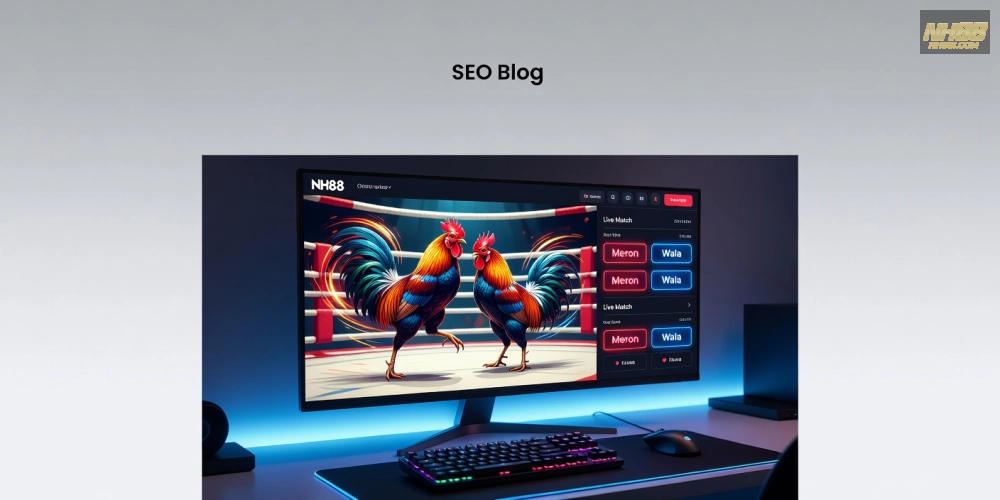 Minh họa khái niệm đá gà trực tuyến trên nền tảng NH88 với giao diện hiện đại