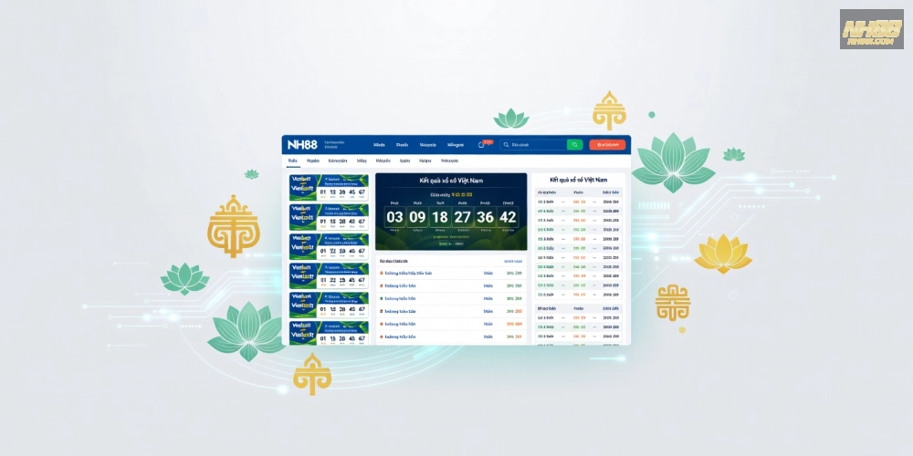 Hình minh họa khái niệm xổ số kiến thiết nh88 với giao diện hiện đại và kết quả trực tiếp.