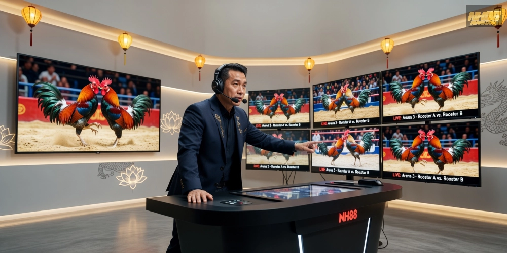 Hình ảnh minh họa bình luận viên đá gà chuyên nghiệp trên nền tảng NH88