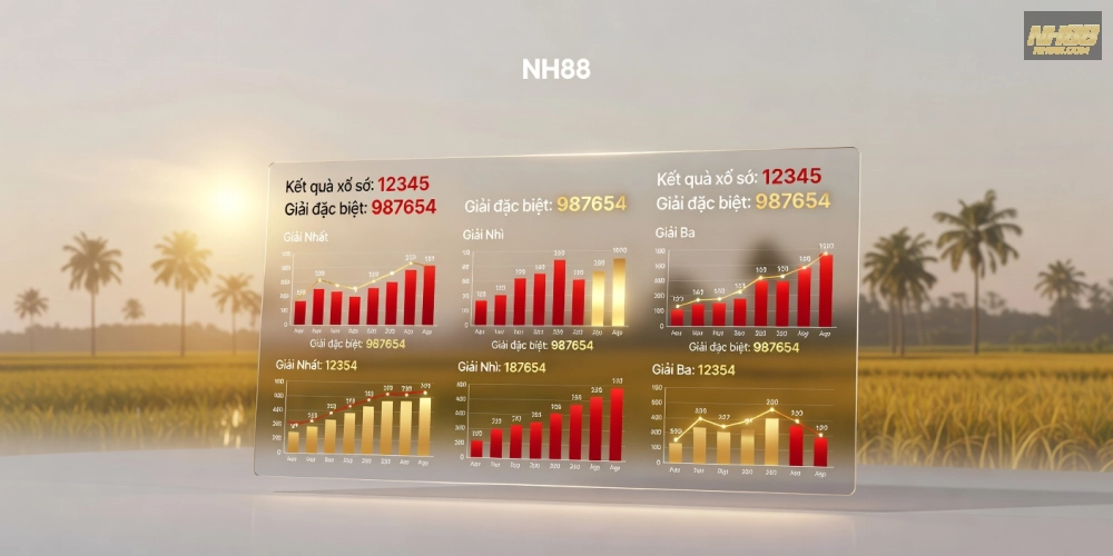 Hình ảnh kết quả xổ số miền Nam trên nền tảng NH88 với biểu đồ thống kê chi tiết.