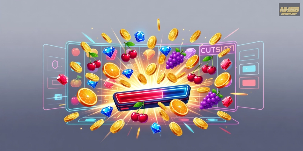 Khái niệm nổ hũ nh88 được minh họa qua hình ảnh jackpot bùng nổ với tiền thưởng lớn